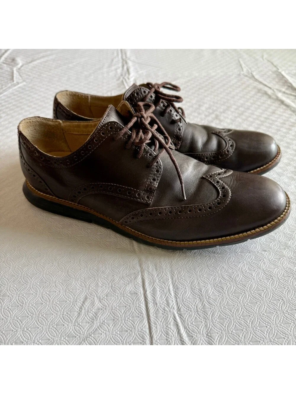 Cole Haan Grand OS Brown Leather Wingtip Dress Shoes Men's Size 9.5M